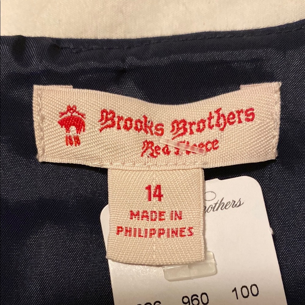 NWT Brooks Brothers Red Fleece navy & white belted sleeveless sheath dress - Picture 8 of 11